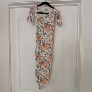 Copper Pearl Floral Newborn Gown